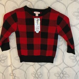 Boys Buffalo Plaid Christmas Sweater Red Black Check Lumberjack Size 2T